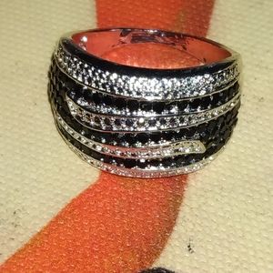 Silver an black 925 sterling silver ring size 7